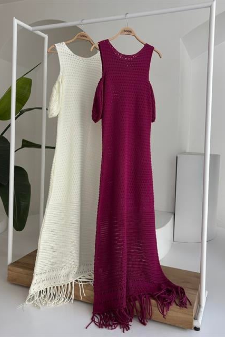 Shoulder Detailed Skirt Ruffle Sweater Dress
