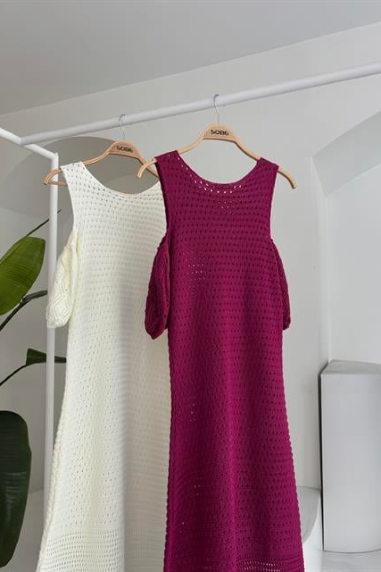 Shoulder Detailed Skirt Ruffle Sweater Dress