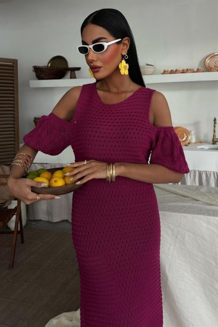 Shoulder Detailed Skirt Ruffle Sweater Dress