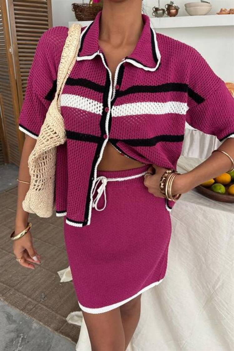 Shirt Collar Skirt Knitwear Suit
