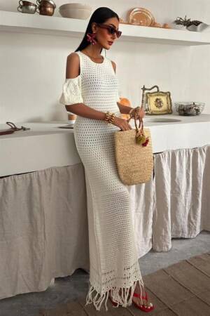 Shoulder Detailed Skirt Ruffle Sweater Dress - Sobe Istanbul - Globality Store - Women Clothes Wholesale Turkey