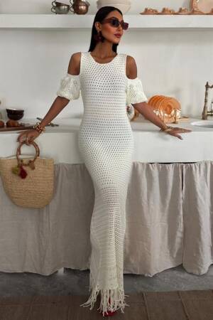 Shoulder Detailed Skirt Ruffle Sweater Dress - Sobe Istanbul - Globality Store - Women Clothes Wholesale Turkey