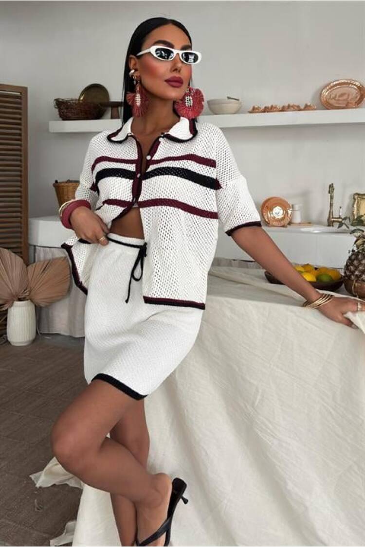 Shirt Collar Skirt Knitwear Suit
