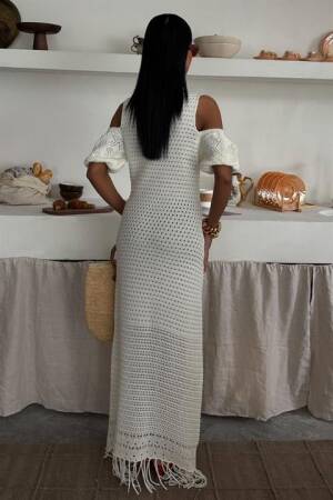 Shoulder Detailed Skirt Ruffle Sweater Dress - Sobe Istanbul - Globality Store - Women Clothes Wholesale Turkey