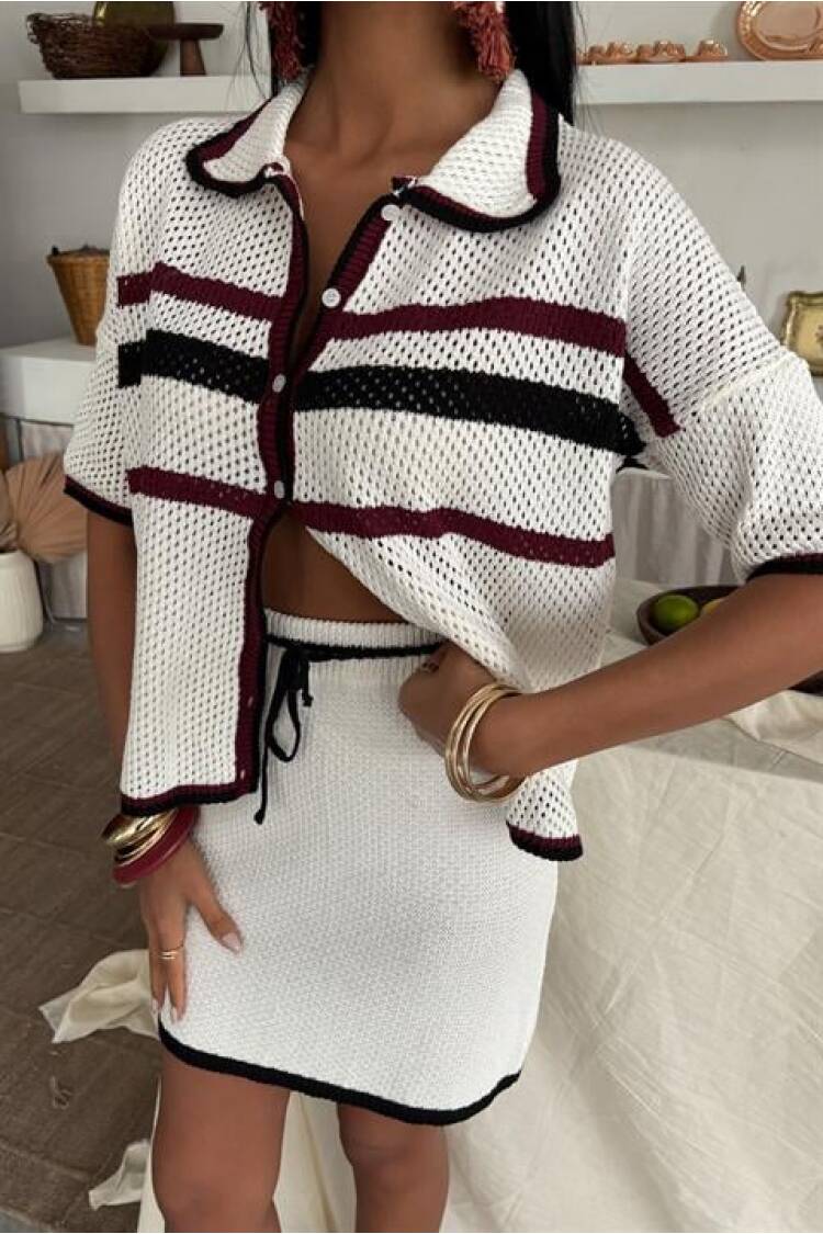 Shirt Collar Skirt Knitwear Suit