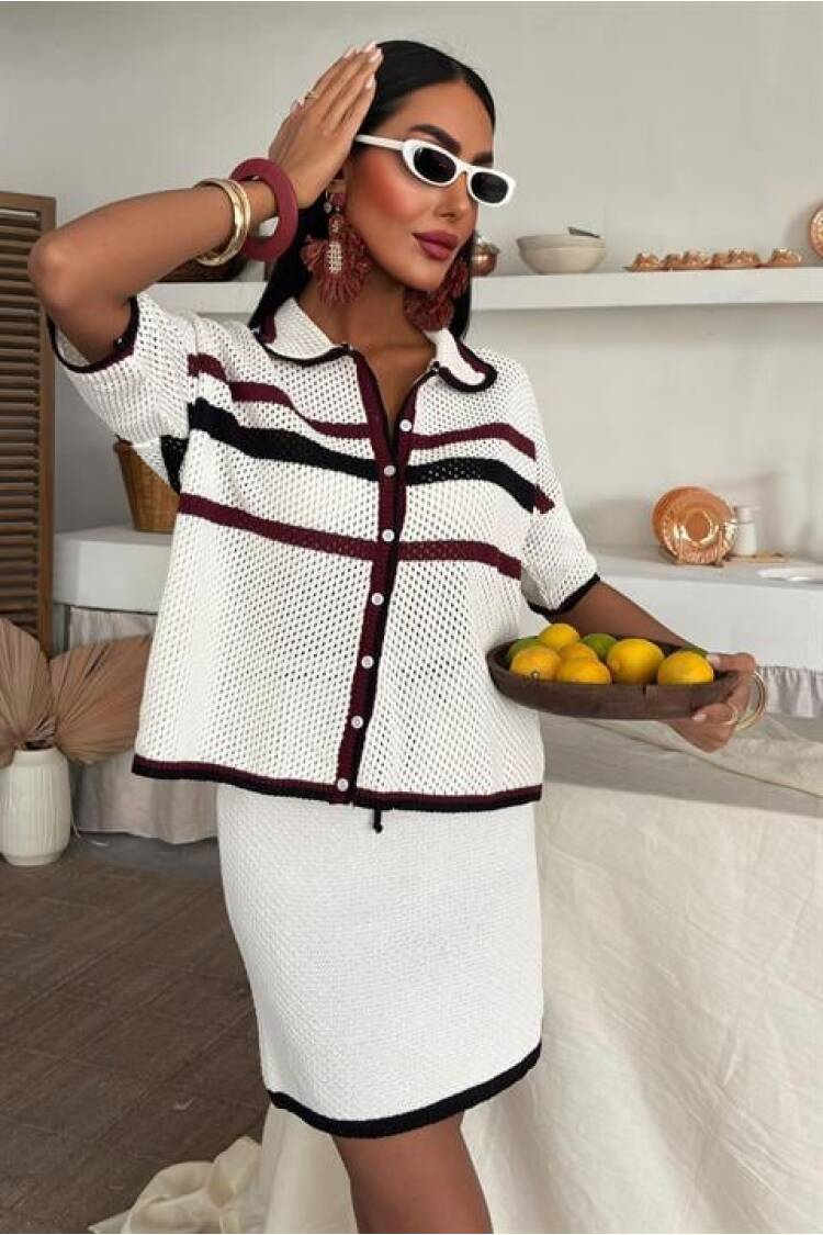 Shirt Collar Skirt Knitwear Suit