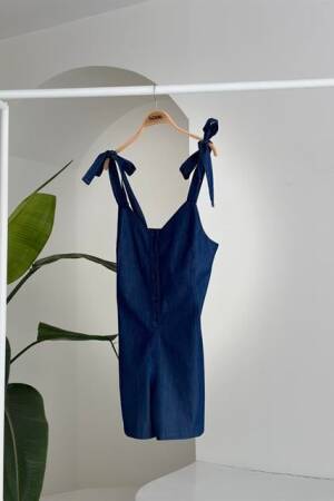 Tensel Denim Fabric Mini Jumpsuit - Sobe Istanbul - Globality Store - Women Clothes Wholesale Turkey