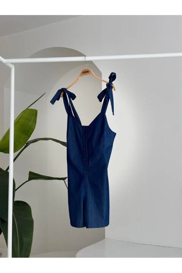 Tensel Denim Fabric Mini Jumpsuit