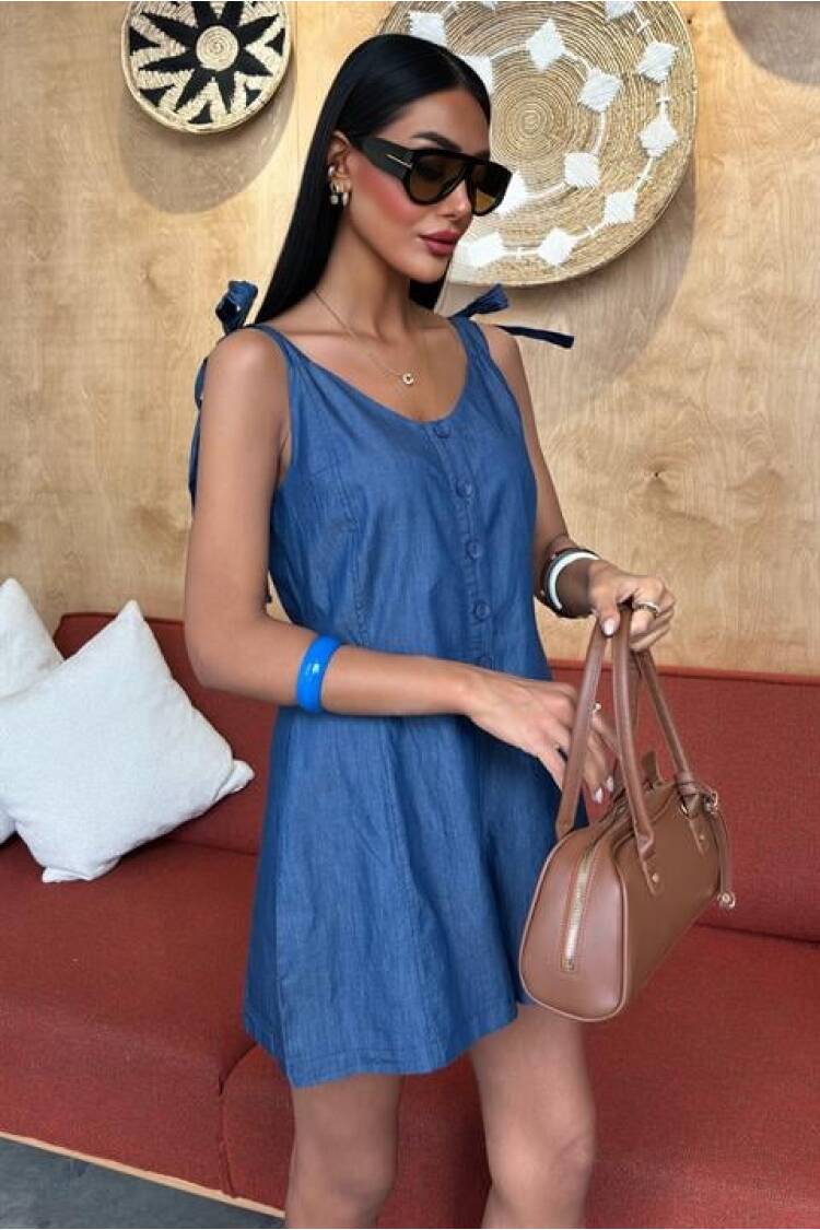 Tensel Denim Fabric Mini Jumpsuit