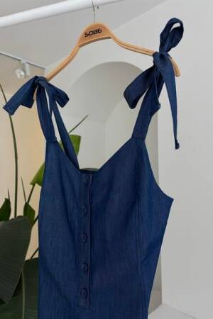 Tensel Denim Fabric Mini Jumpsuit - Sobe Istanbul - Globality Store - Women Clothes Wholesale Turkey