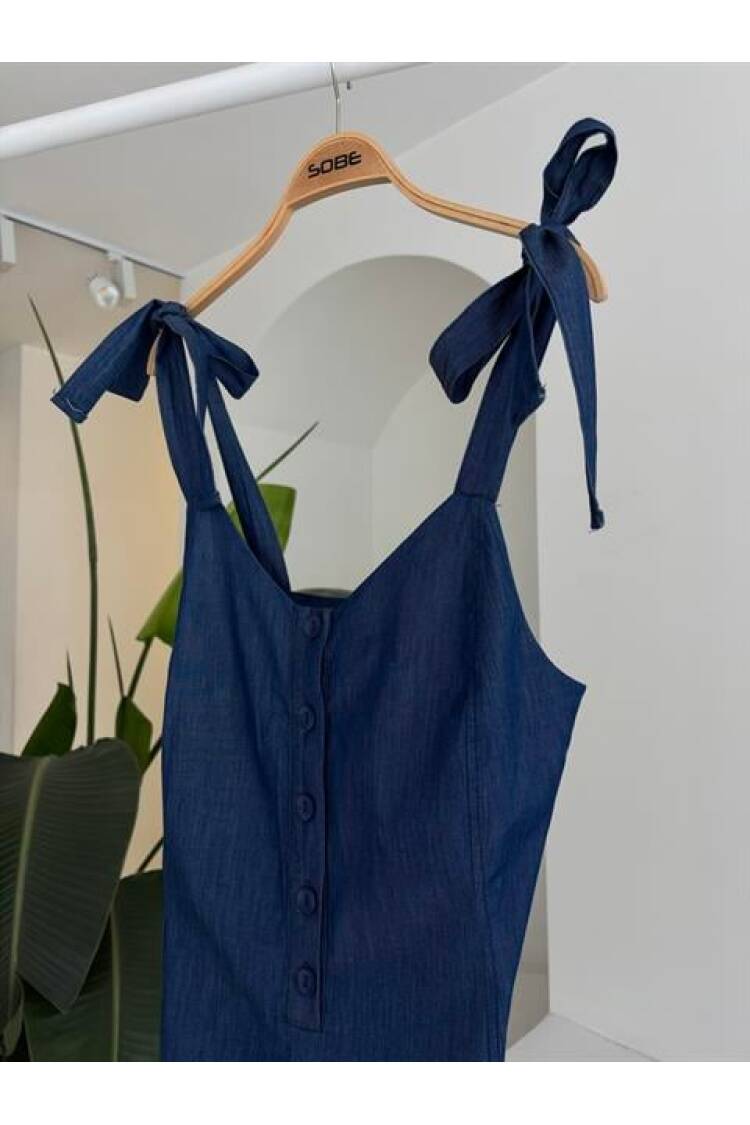 Tensel Denim Fabric Mini Jumpsuit