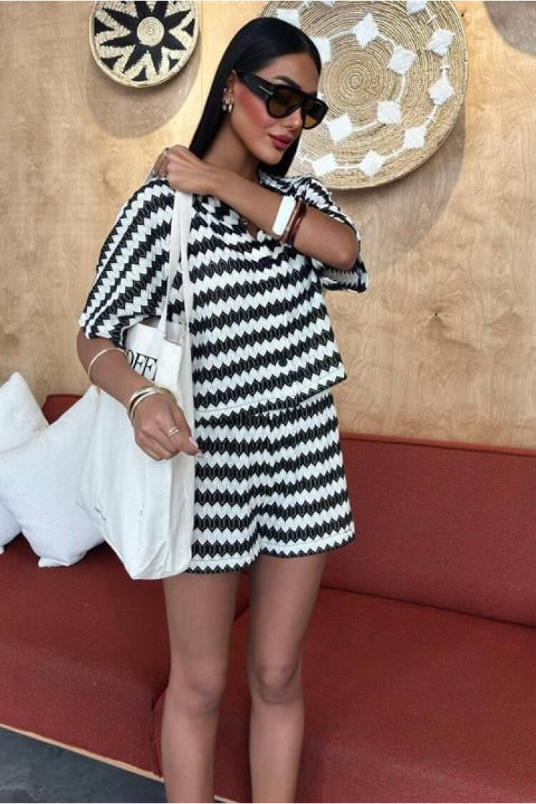 Zigzag Pattern Shorts Set