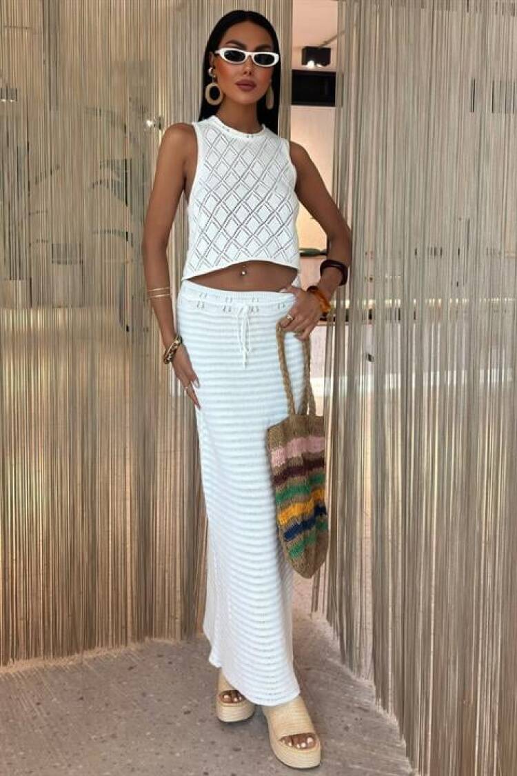 Back Cross Detail Openwork Knitwear Set - Sobe Istanbul - Globality Store - Women Clothes Wholesale Turkey