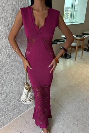 Collar Wavy Openwork Detail Knitwear Suit - Sobe Istanbul - Globality Store - Women Clothes Wholesale Turkey