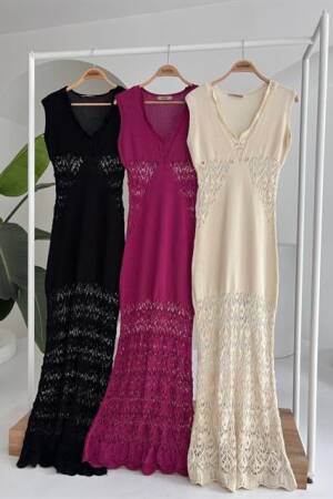Collar Wavy Openwork Detail Knitwear Suit - Sobe Istanbul - Globality Store - Women Clothes Wholesale Turkey