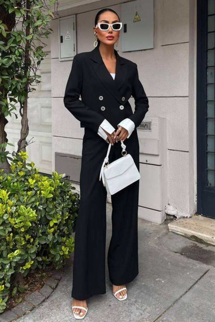 Double-breasted Jacket Suit With Garnished Cuffs - Sobe Istanbul - Globality Store - Women Clothes Wholesale Turkey