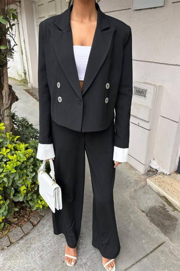 Double-breasted Jacket Suit With Garnished Cuffs