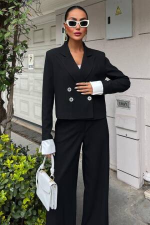 Double-breasted Jacket Suit With Garnished Cuffs - Sobe Istanbul - Globality Store - Women Clothes Wholesale Turkey