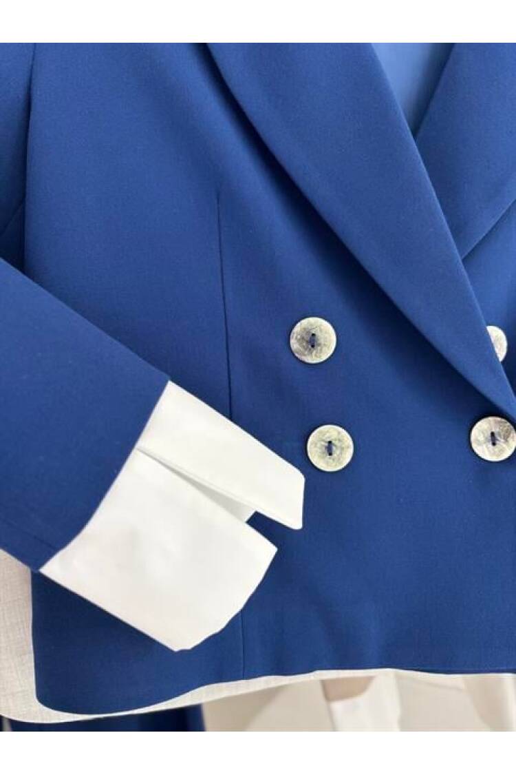 Double-breasted Jacket Suit With Garnished Cuffs