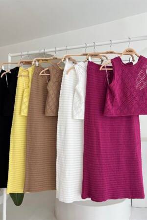 Back Cross Detail Openwork Knitwear Suit - Purple - Sobe Istanbul - Globality Store - Women Clothes Wholesale Turkey