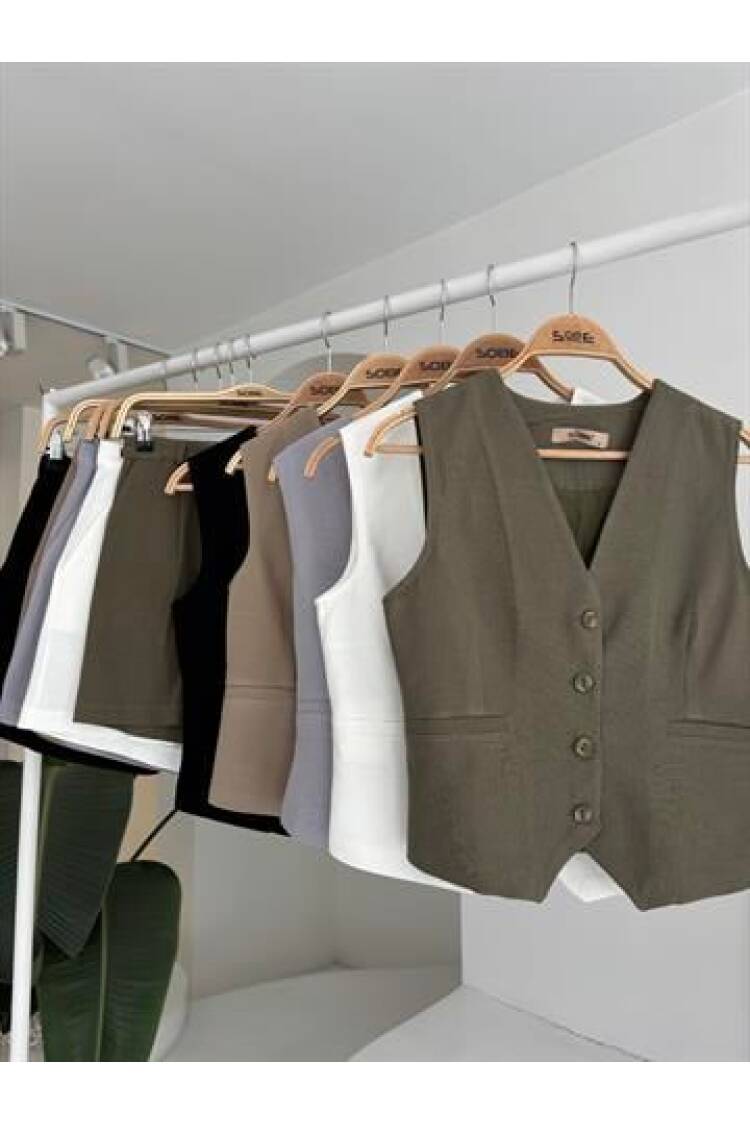 Vest Shorts Flame Linen Suit