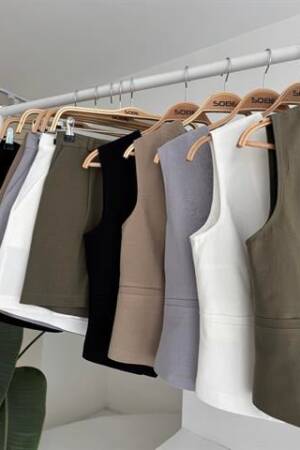 Vest Shorts Flame Linen Suit - Sobe Istanbul - Globality Store - Women Clothes Wholesale Turkey