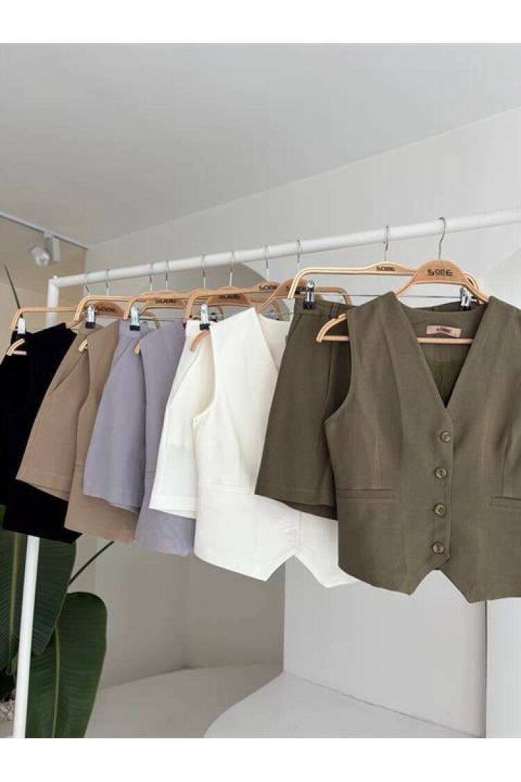 Vest Shorts Flame Linen Suit