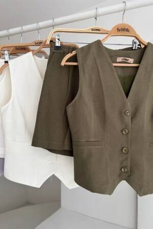 Vest Shorts Flame Linen Suit - Sobe Istanbul - Globality Store - Women Clothes Wholesale Turkey