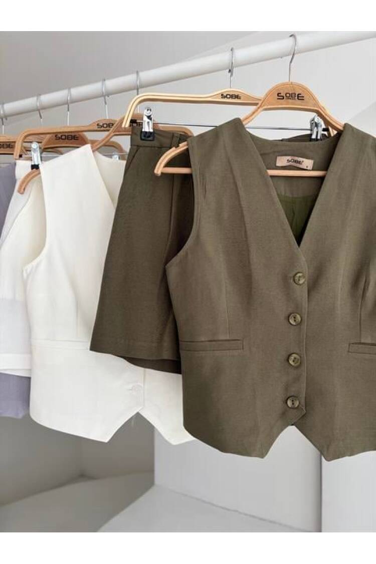 Vest Shorts Flame Linen Suit