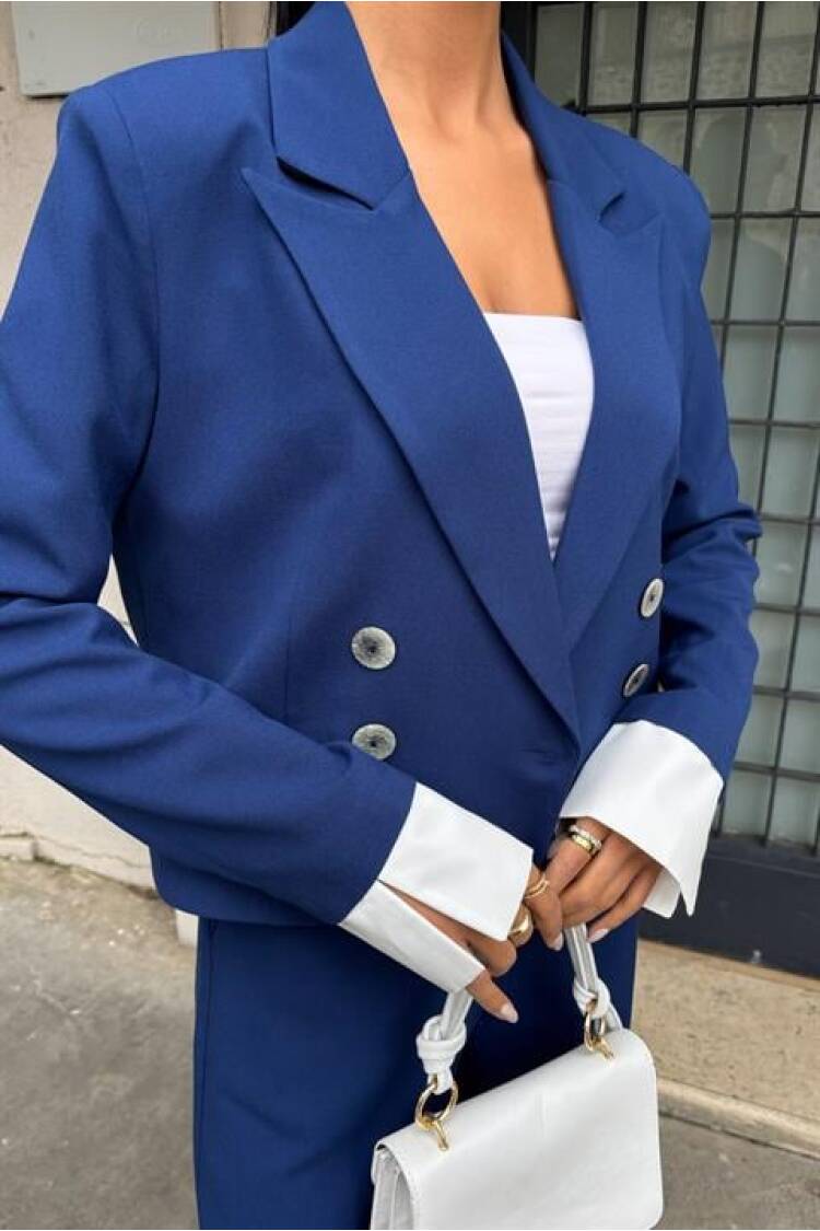 Double-breasted Jacket Suit With Garnished Cuffs