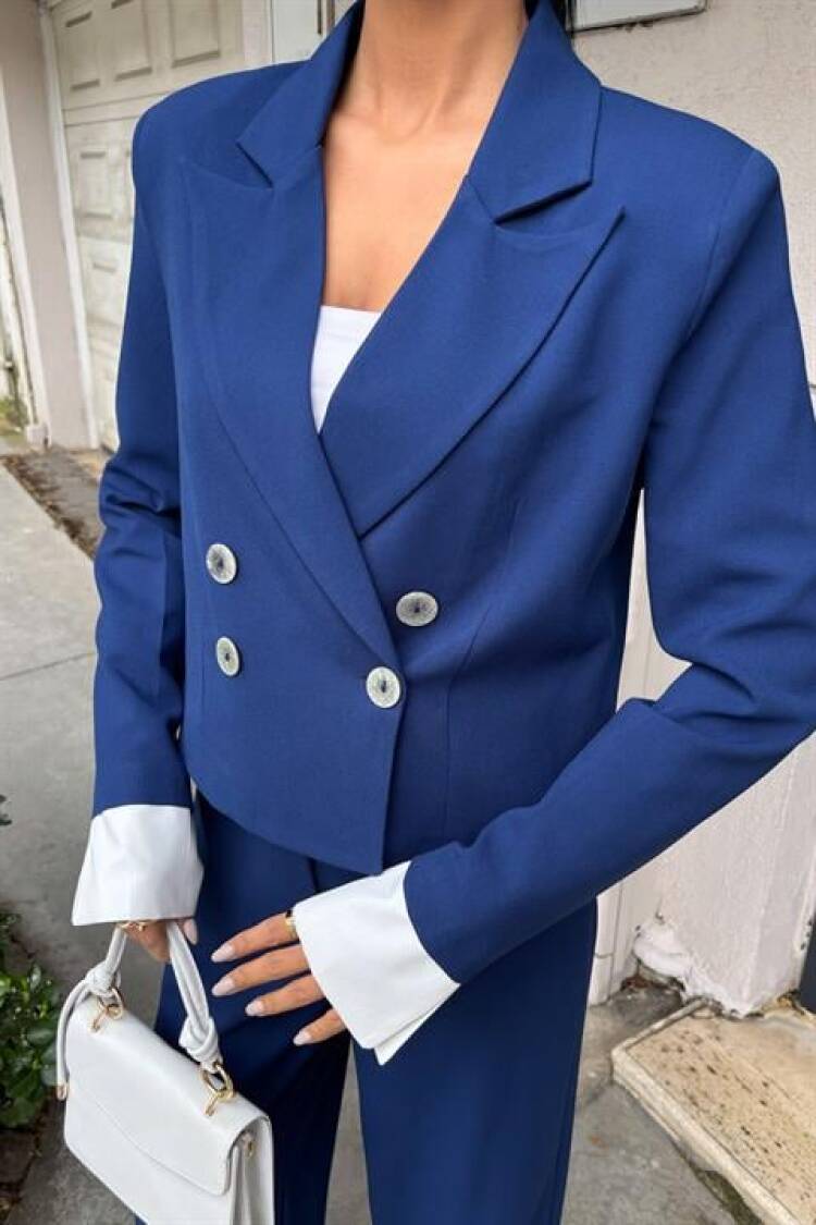 Double-breasted Jacket Suit With Garnished Cuffs