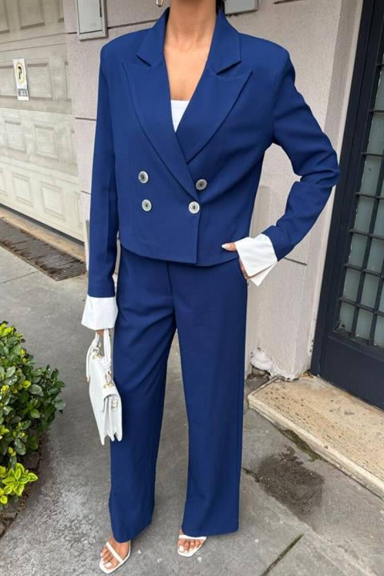 Double-breasted Jacket Suit With Garnished Cuffs