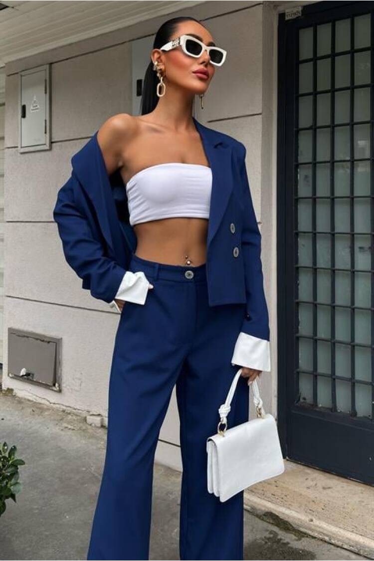 Double-breasted Jacket Suit With Garnished Cuffs
