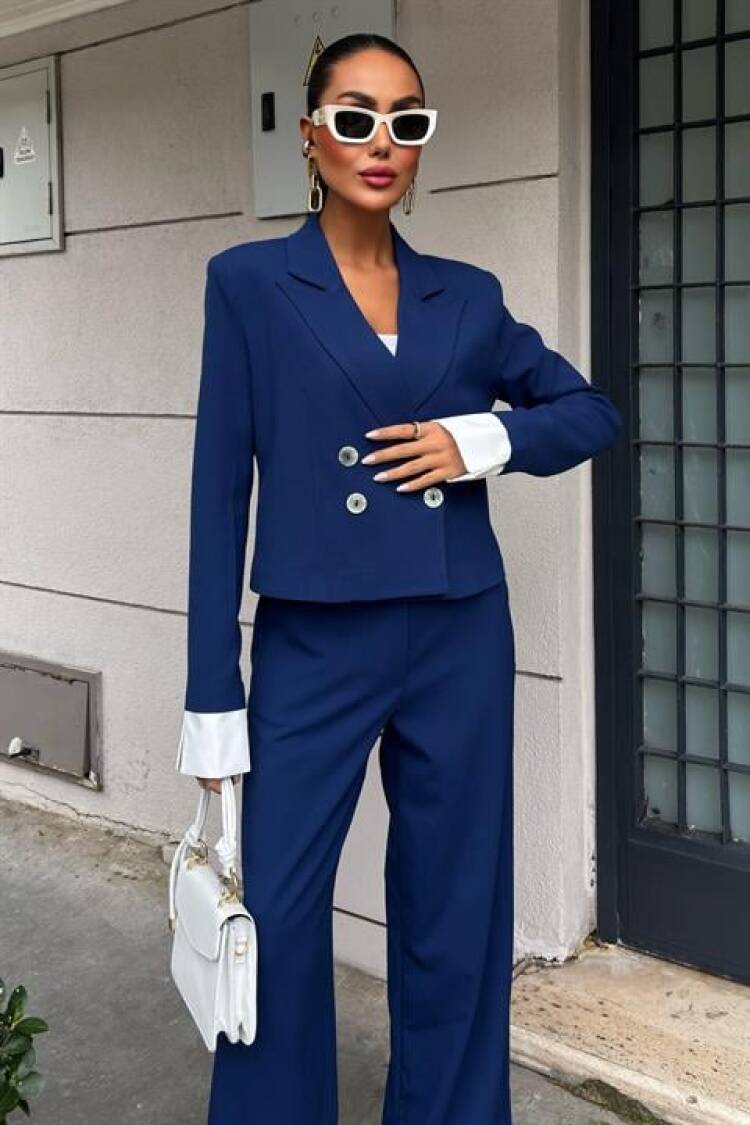 Double-breasted Jacket Suit With Garnished Cuffs