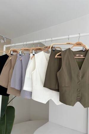 Vest Shorts Flame Linen Suit - Sobe Istanbul - Globality Store - Women Clothes Wholesale Turkey