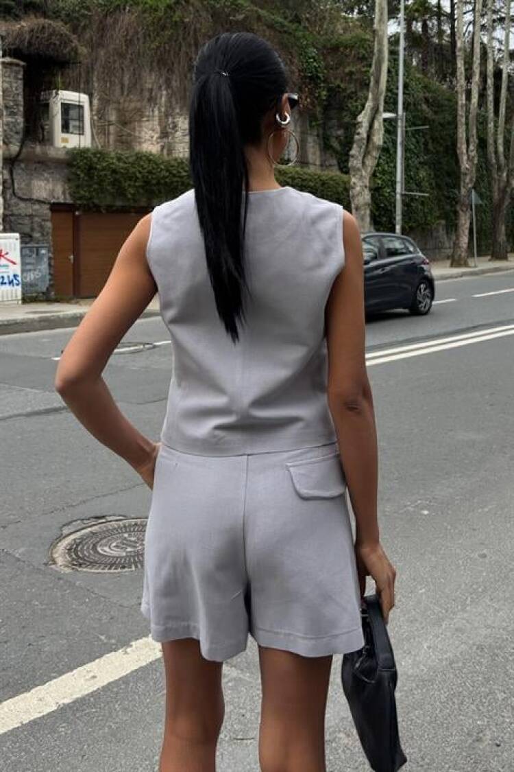 Vest Shorts Flame Linen Suit