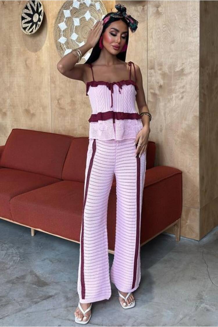 Strappy Blouse Pants Knitwear Suit - Sobe Istanbul - Globality Store - Women Clothes Wholesale Turkey
