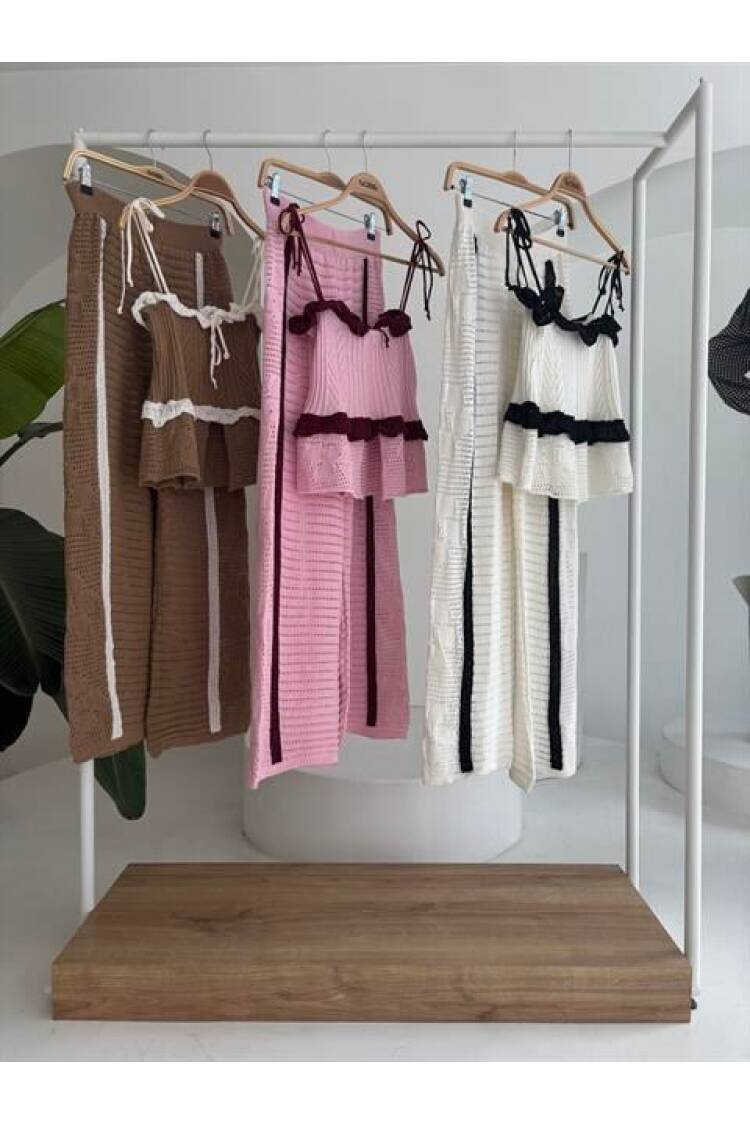 Strappy Blouse Pants Knitwear Suit
