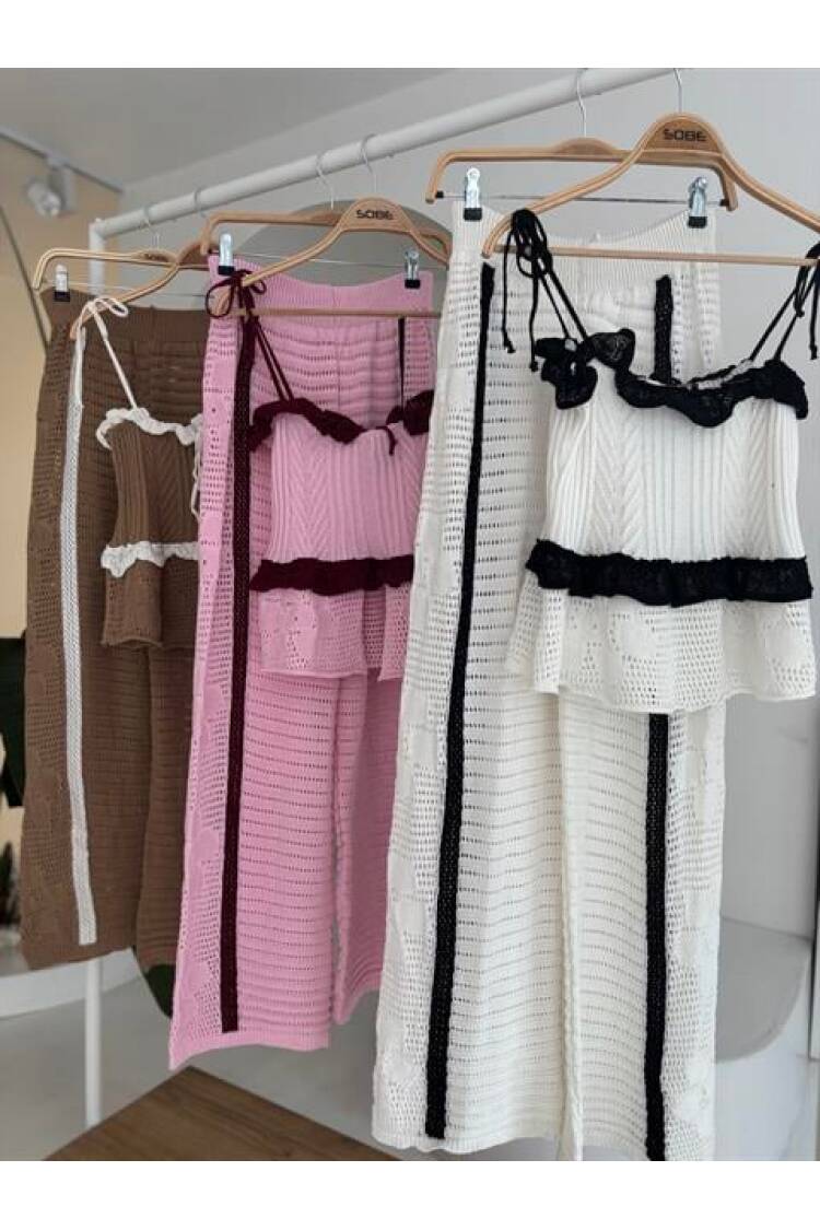 Strappy Blouse Pants Knitwear Suit