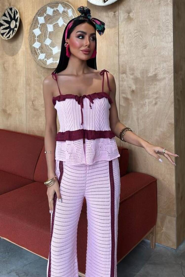 Strappy Blouse Pants Knitwear Suit