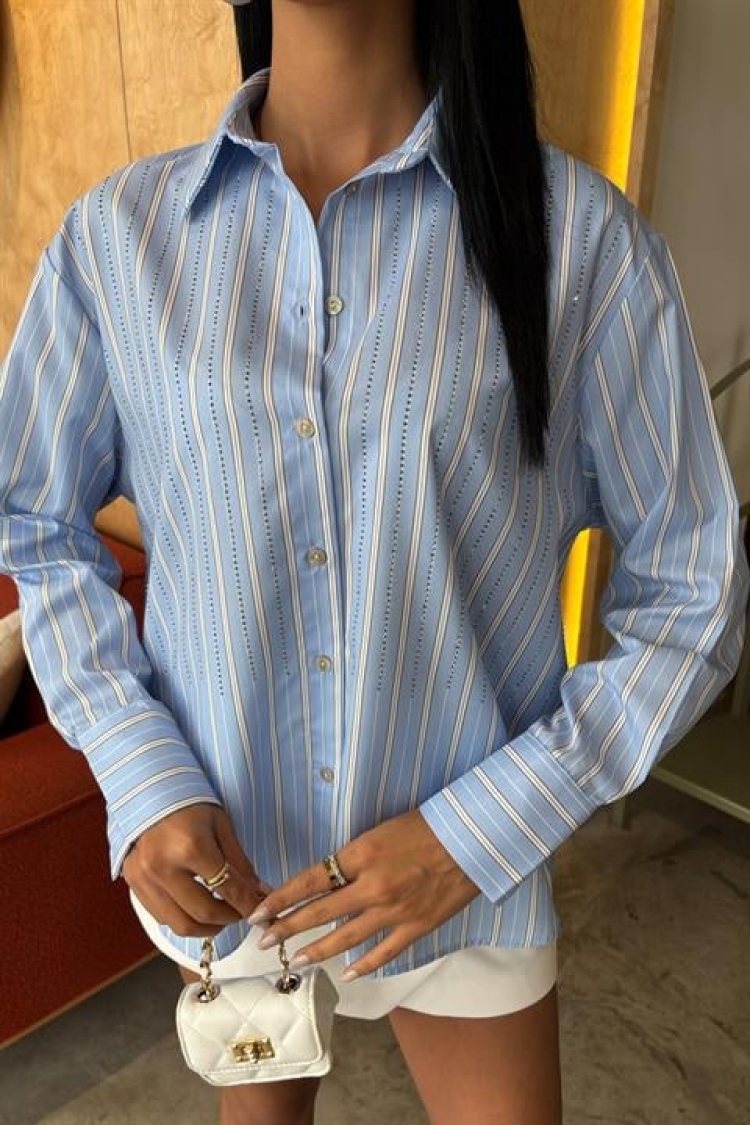 Striped Striped Shirt With Stone Front