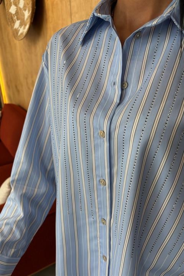Striped Striped Shirt With Stone Front