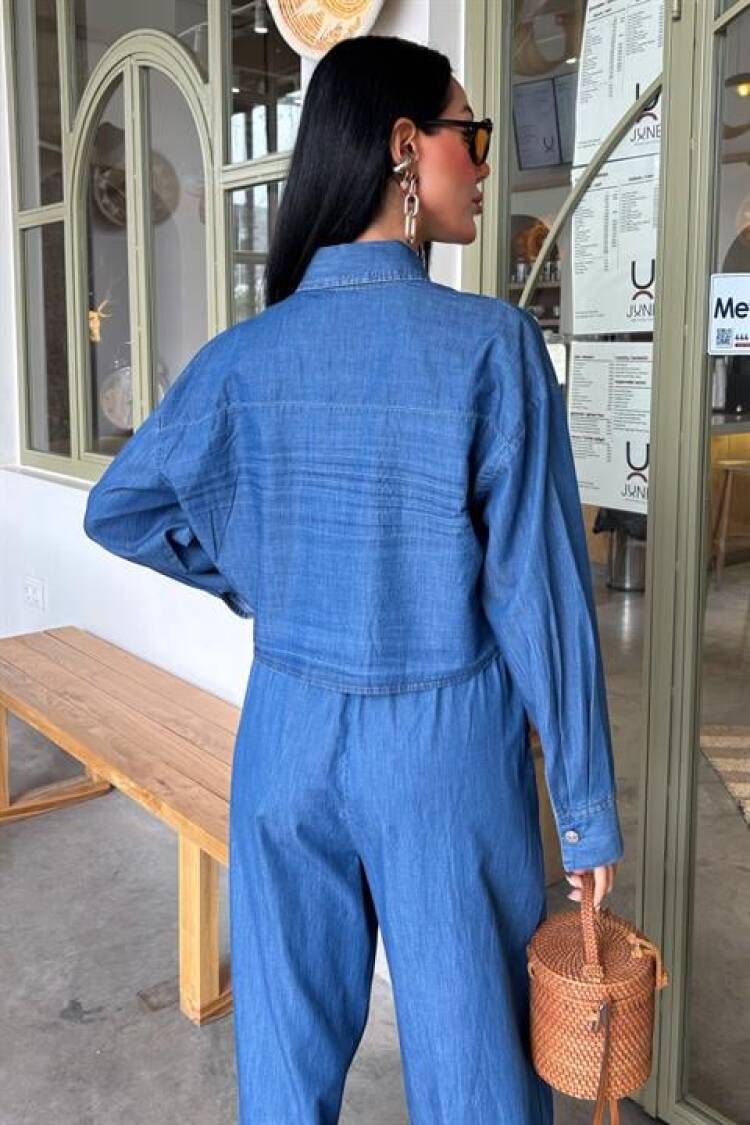Denim Shirt Plazzo Pants Suit