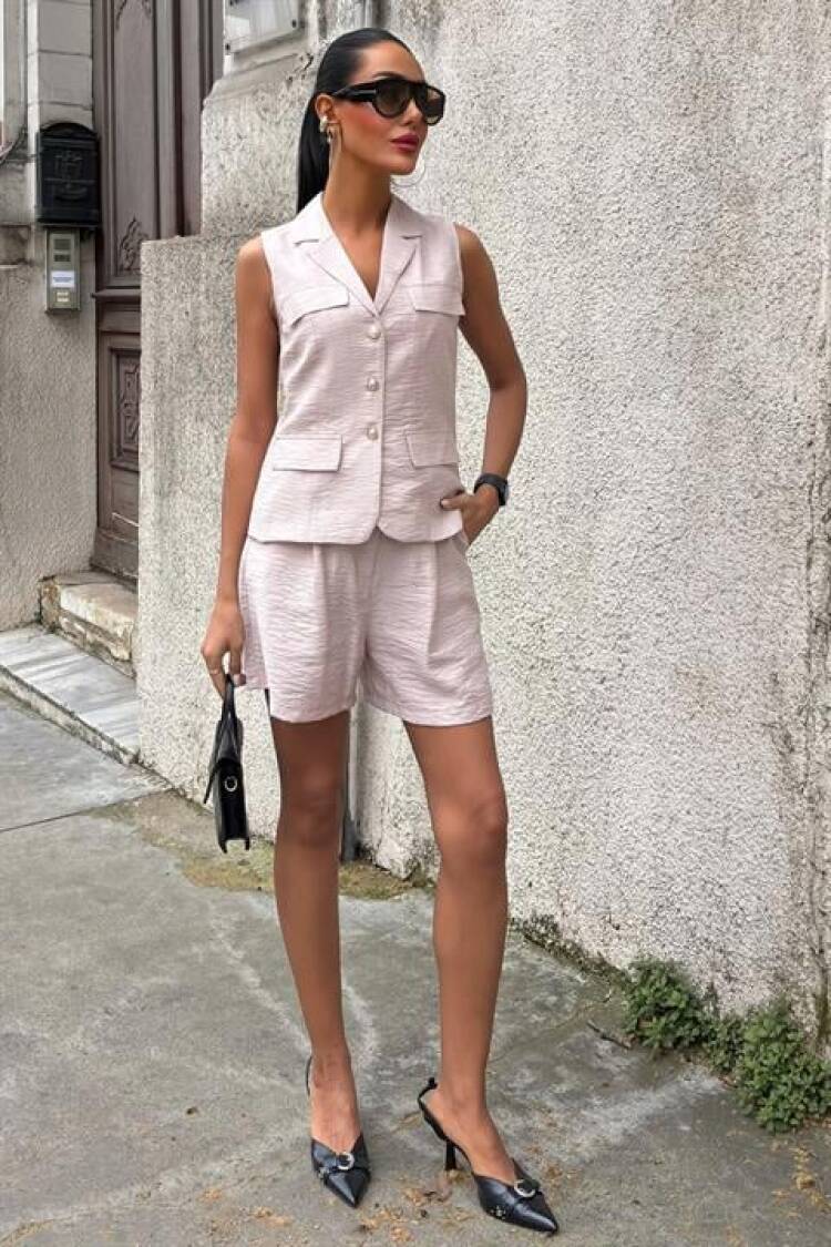 Vest Shorts Viscon Set - Sobe Istanbul - Globality Store - Women Clothes Wholesale Turkey