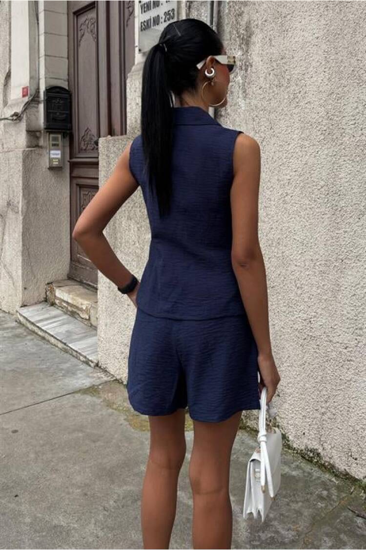 Vest Shorts Viscon Set - Navy
