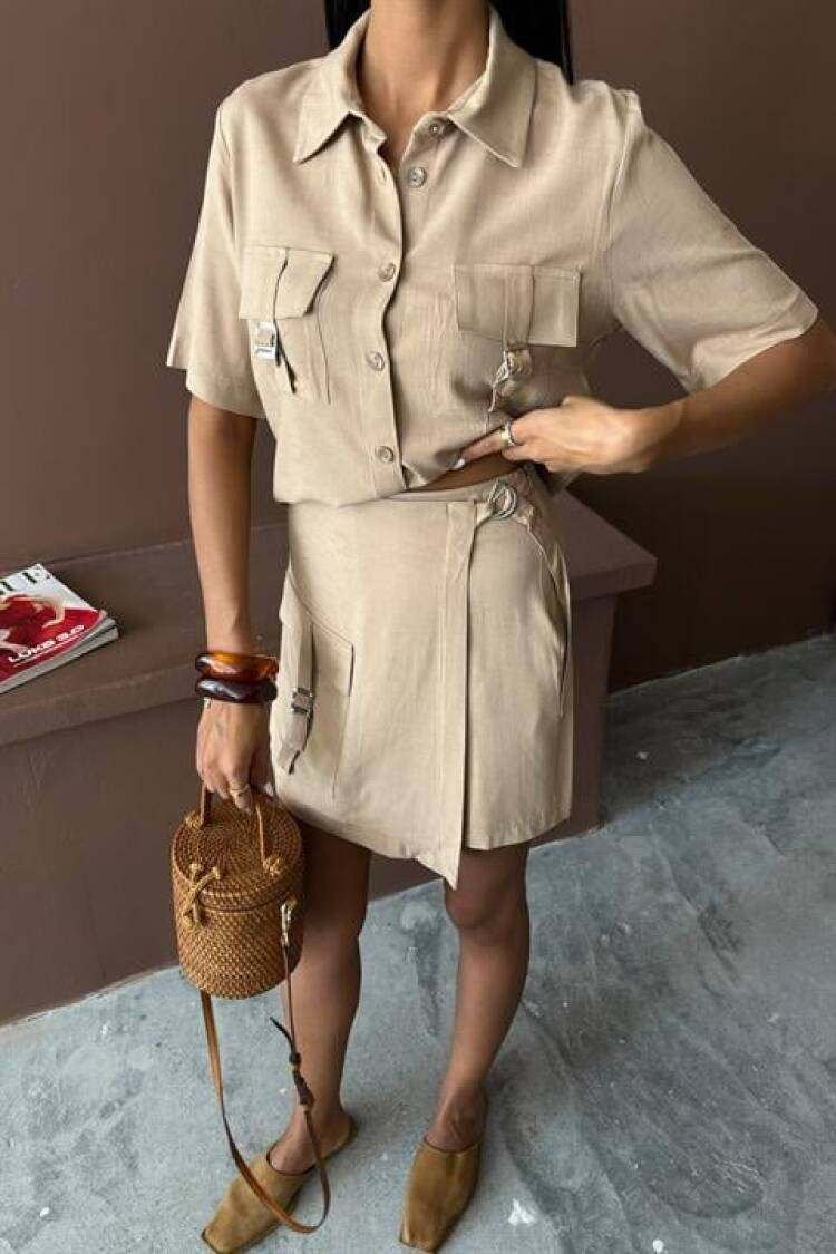 Shirt Shorts Skirt Viscon Linen Suit