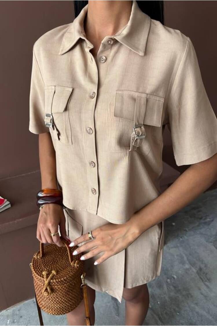 Shirt Shorts Skirt Viscon Linen Suit