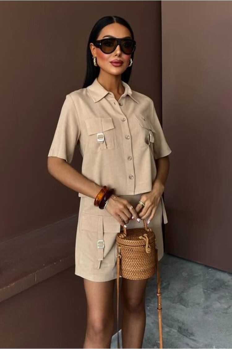 Shirt Shorts Skirt Viscon Linen Suit