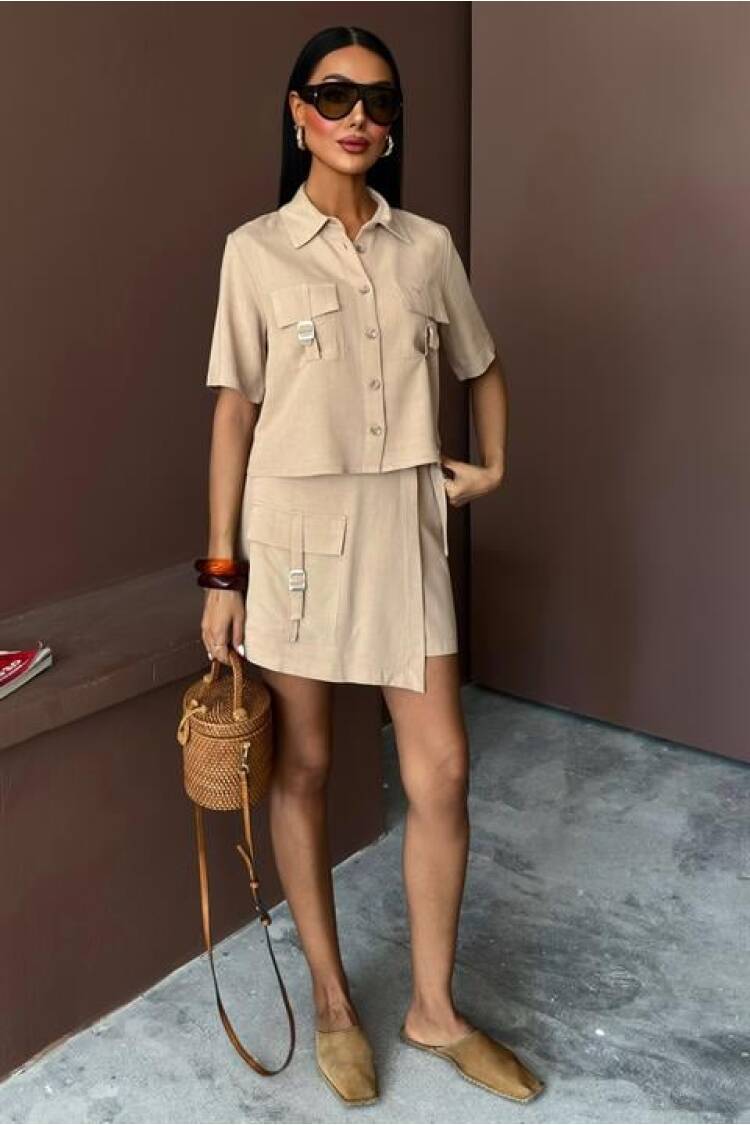 Shirt Shorts Skirt Viscon Linen Suit