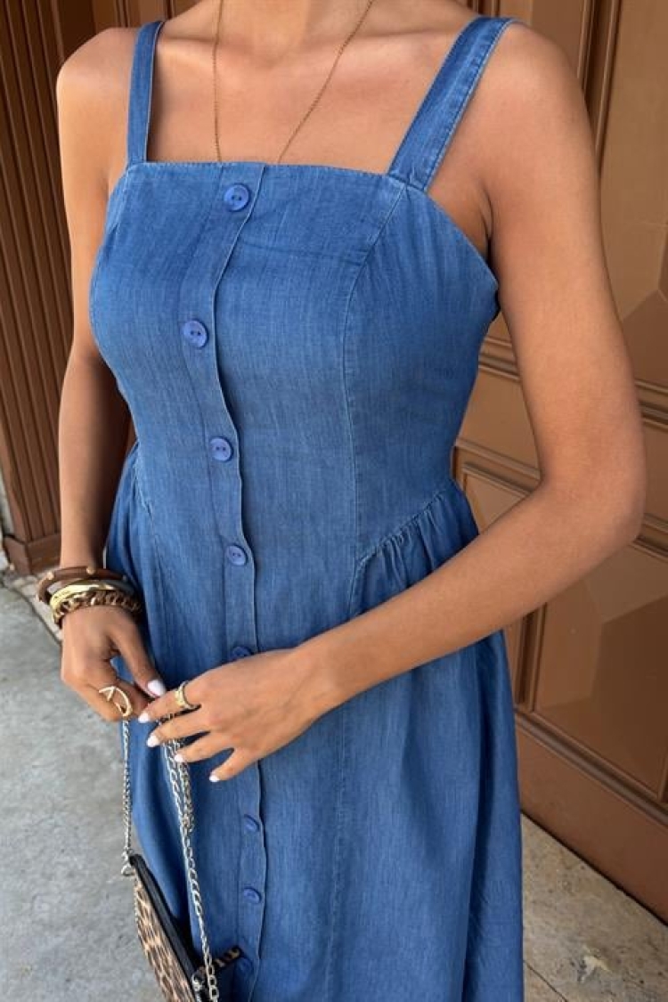 Corsage Detailed Midi Tensel Dress
